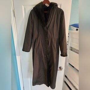 Calvin Klein Reversible Warm Winter/Rain Coat, XS, Greenish/Brown, & Black